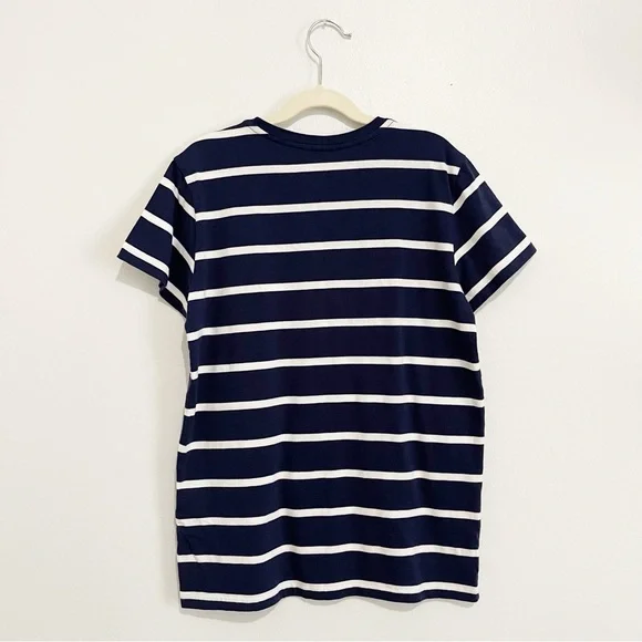 Polo Ralph Lauren Navy Blue White Striped T Shirt Children’s 100% Cotton Size M - Picture 2 of 7